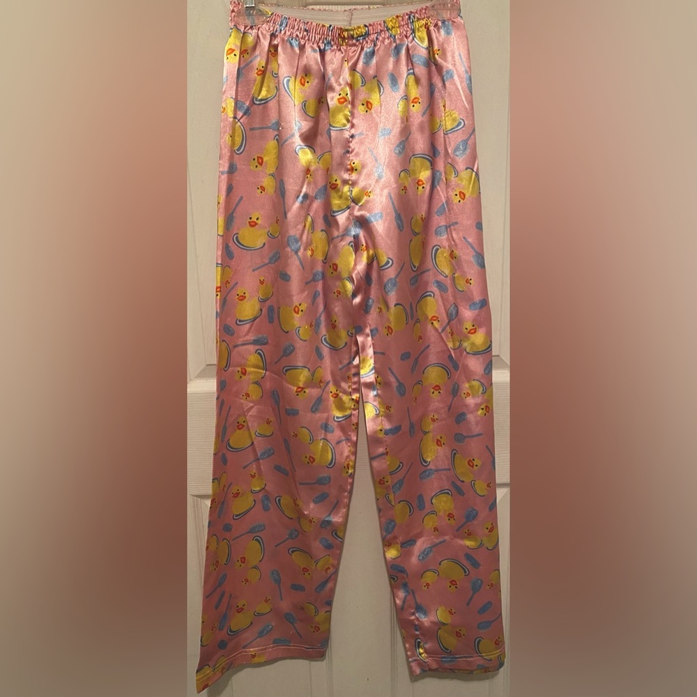 Vintaged Silk Rubber Duck Pink Pajama Bottoms